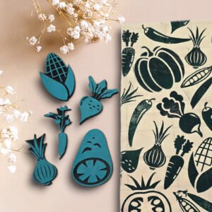 Set 5 sellos Estampado Textil Vegetales