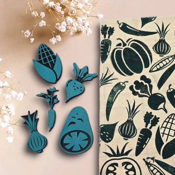 Set 5 sellos Estampado Textil Vegetales