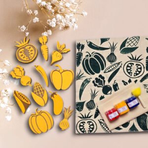 Kit 12 Sellos de 12 cm Vegetales +3 Pinturas* +Esponja +Tela +Manual de Instrucciones