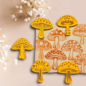 Set 5 sellos 12 cm Estampado Textil Setas Místicas