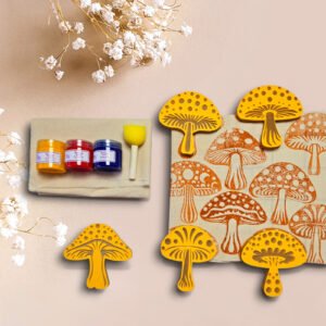 Kit 5 Sellos 12 cm Setas Místicas +3 Pinturas* +Esponja +Tela +Manual de Instrucciones