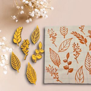 Set 5 sellos Estampado Textil Hojas