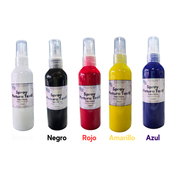 Spray Pintura Textil Colores Esenciales 60/100 ml. Telas Claras