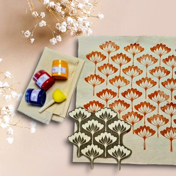 Kit 1 Sello Rapport 20 cm Ginkgo +3 Pinturas* +Esponja +Tela +Barén +Manual de Instrucciones