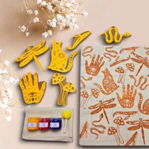 Kit 6 Sellos Mística +3 Pinturas* +Esponja +Tela +Manual de Instrucciones