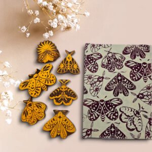 Set 6 sellos Estampado Textil Mariposas Místicas