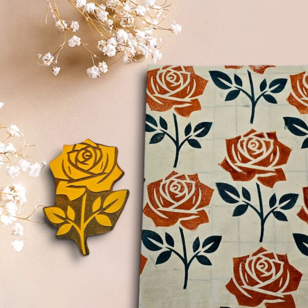 Sello estampado textil 20 cm Flor Rosa