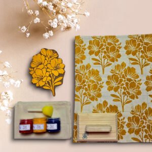 Kit 1 Sello 20 cm Flor Azaleas +3 Pinturas* +Esponja +Tela +Barén +Manual de Instrucciones