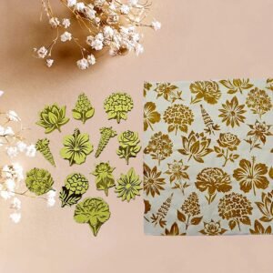 Set 12 sellos 12 cm Estampado Textil Doce Petalos