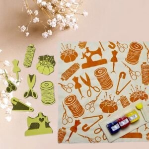 Kit 8 Sellos12 cm Costuritas +3 Pinturas* +Esponja +Tela +Manual de Instrucciones