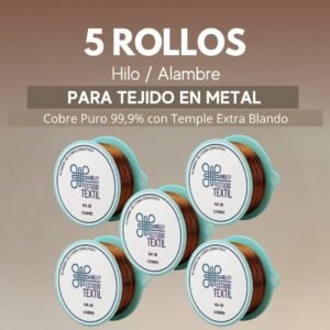 5 Rollos Hilo / Alambre de cobre puro para Tejido en Metal