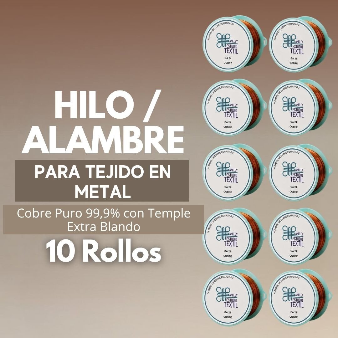 10 Rollos Hilo / Alambre de cobre puro para Tejido en Metal